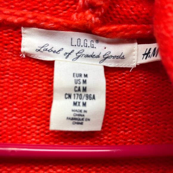 H&M LOGG Label of Graded Goods Orange Hooded Oversized Wool Blend Sweater Size M - Picture 9 of 12